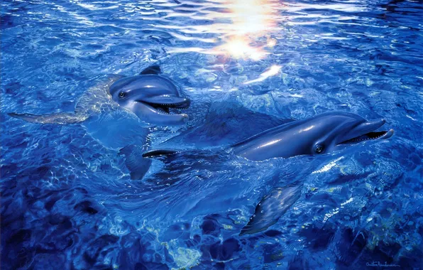 Sea, water, art, dolphins, CHRISTIAN RIESE LASSEN