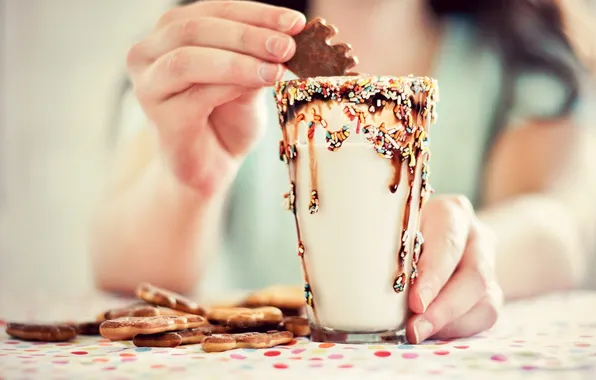 Glass, cookies, cocktail, powder