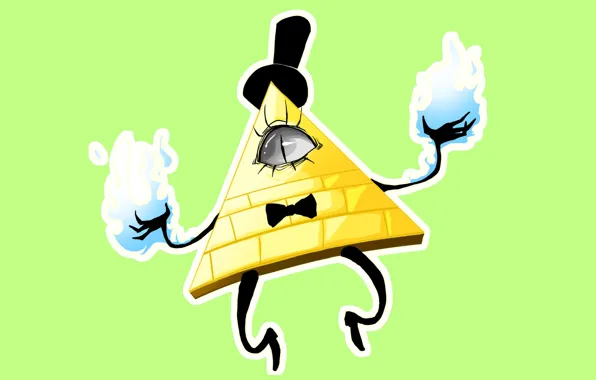 Picture eyes, fire, hat, art, bow, triangle, Gravity Falls, Bill Cipher