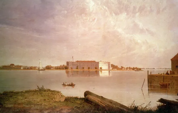 Fortress, america, usa, harbour, paintings, illustration, civil war, fort