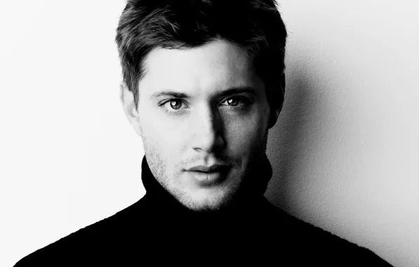 Picture face, actor, the series, Jensen Ackles, black-and-white background, supernatural, supernatural, Jensen Ackles
