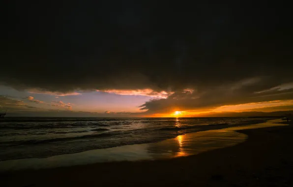 Picture sea, night, shore