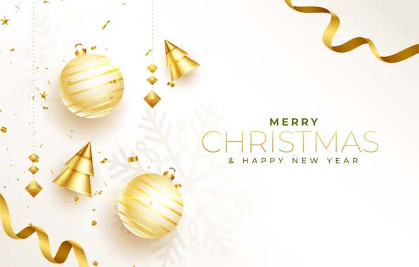Balls, snowflakes, the inscription, toys, graphics, Christmas, white background, New year
