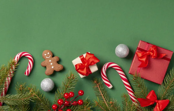Cookies, Christmas, gifts, New year, tree, christmas, new year, bow