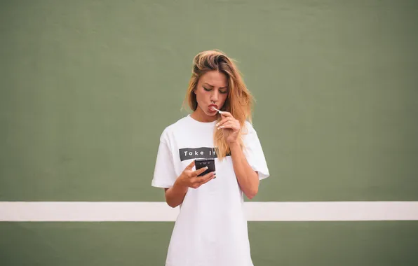 Summer, girl, face, background, Mike, cellphones