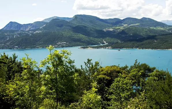 Mountains, lake, France, Alps, The Sauze du Lac