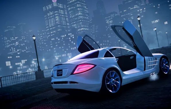 Machine, night, fog, GTA 4, Mersedes SLR