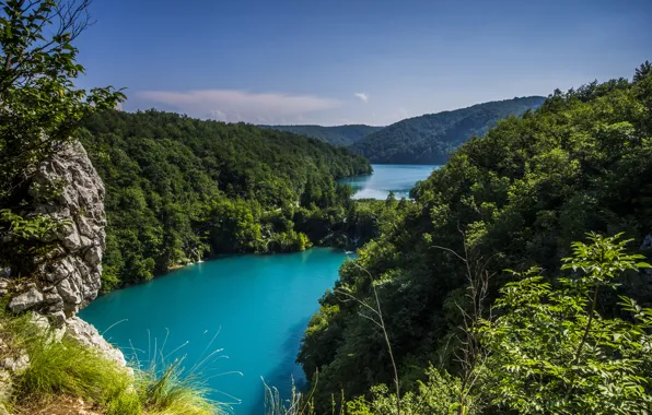 Picture greens, trees, landscape, nature, caves, Croatia, national Park, The Republic Of Croatia
