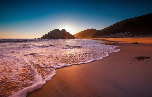 Picture beach, the ocean, rocks, coast, Big Sur, Big Sur California