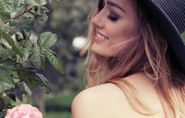 Picture girl, face, eyelashes, model, hair, makeup, blonde, profile
