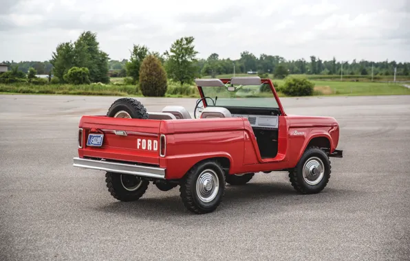 Red, Roadster, Ford, back, 1966, Bronco