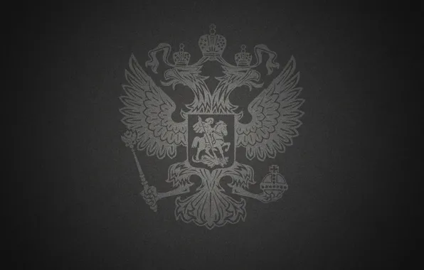 Black background, double-headed eagle, the coat of arms of Russia