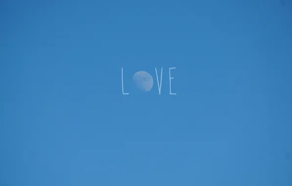The sky, the moon, minimalism, love