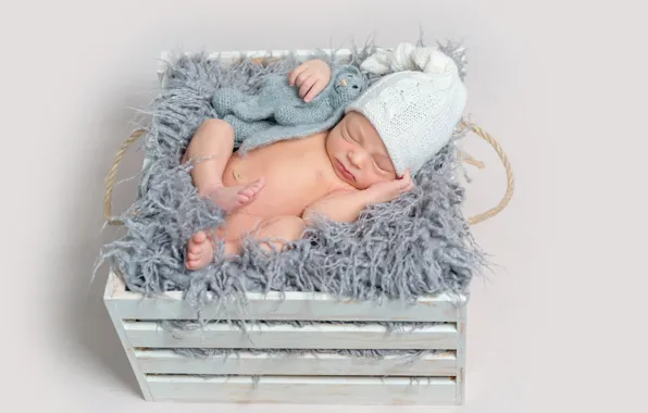 Toy, sleep, boy, sleeping, fur, cap, baby
