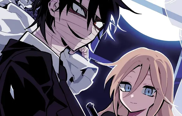 Girl, guy, killer, bandages, Angel bloodshed, Satsuriku no Tenshi