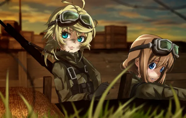 Picture battlefield, girl, soldier, military, war, anime, blonde, asian
