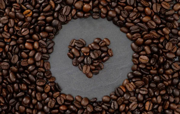 Picture background, heart, coffee, grain, love, heart, texture, background