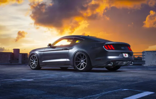 Picture Mustang, Ford, Muscle, Car, Clouds, Sky, Sunset, Wheels