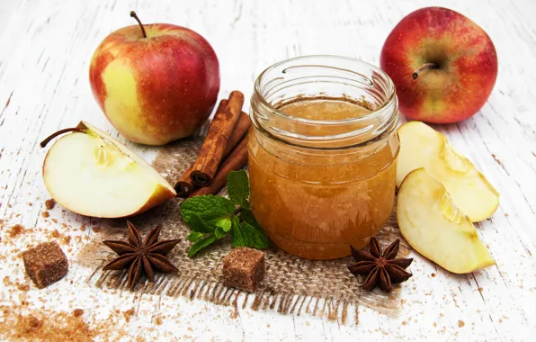 Apples, Bank, cinnamon, jam, star anise, star anise