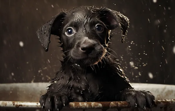 Look, foam, water, drops, squirt, wet, pose, bubbles