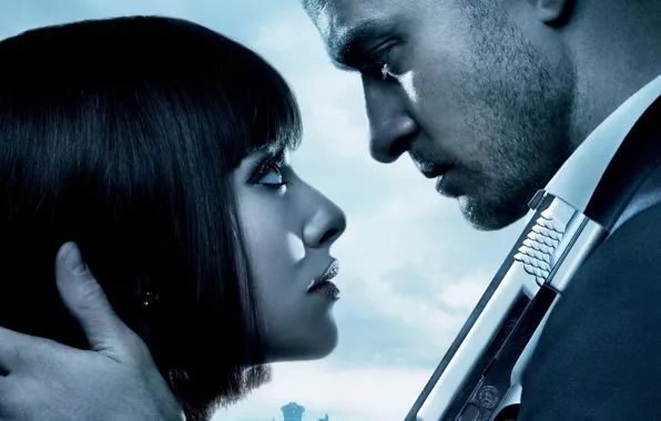 Girl, time, gun, weapons, the film, guy, Justin Timberlake, In Time