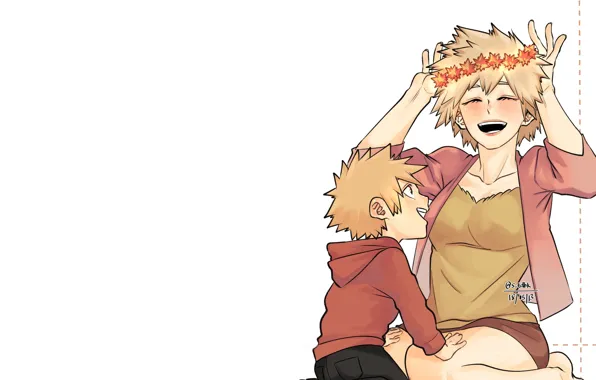 Picture son, mother, Boku no Hero Academy, My hero Academy, My Hero Academia, Bakuga Katsuki