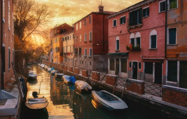 Street, building, home, boats, Italy, Venice, channel, Italy