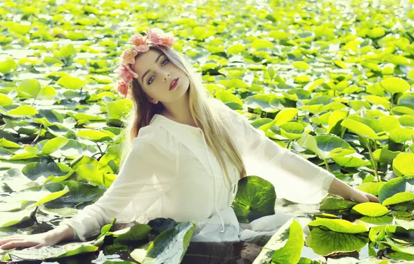 Picture summer, look, girl, lake, portrait