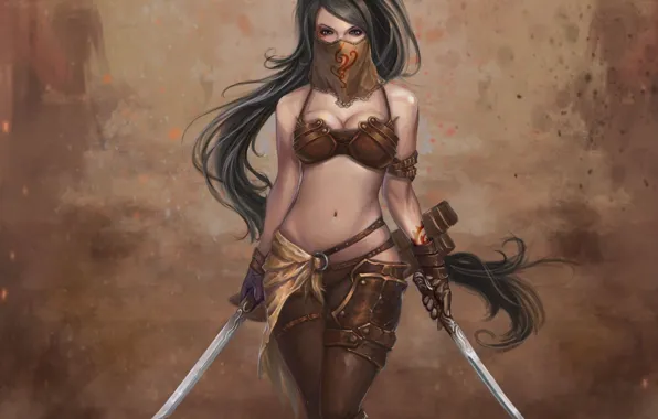 Picture girl, warrior, swords, Dragon Soul