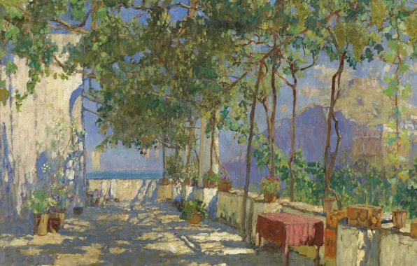 Picture table, home, picture, grapes, Konstantin Gorbatov, Terrace on Capri