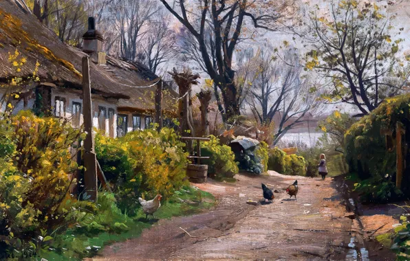 Picture Home, Road, Trees, Picture, Child, Summer day, Peder Mork Monsted, Peter Merk Of Menstad