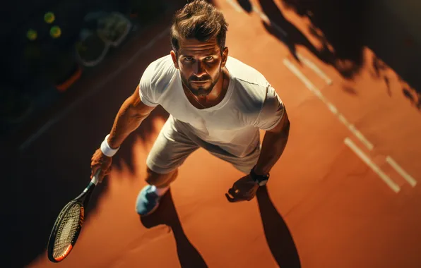 Look, Sport, Top, Male, Tennis, Racket, Digital art, AI art