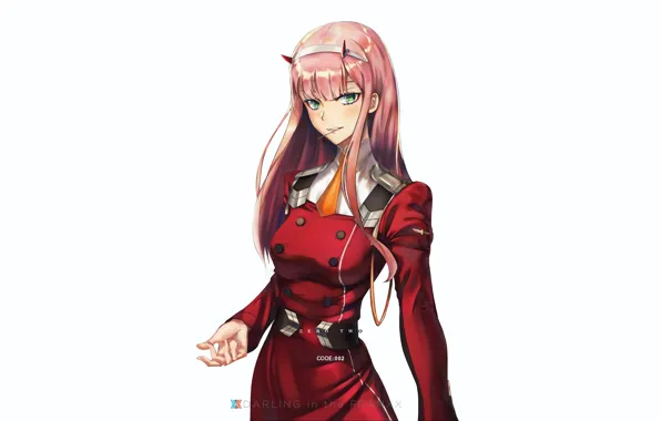 Girl, white background, 002, Darling In The Frankxx, Cute in France, Zero Two