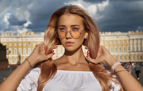 Picture girl, hair, glasses, Artem Mostovoy, Anastasia Zhuravleva