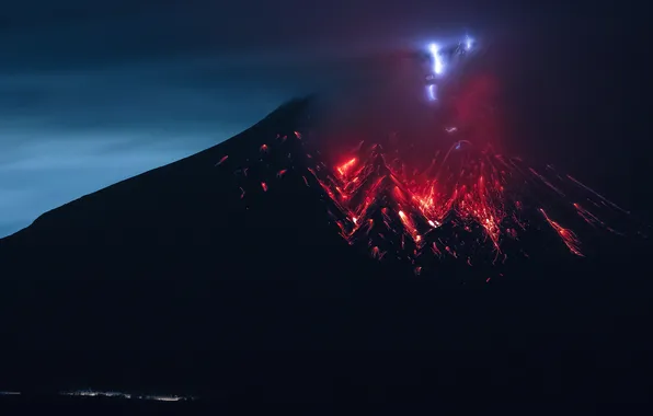 Fire, element, the volcano, the eruption, lava, Sakurajima