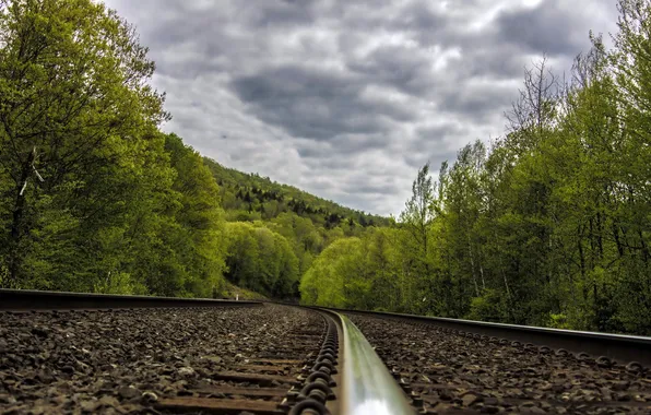 Picture the sky, landscape, railroad