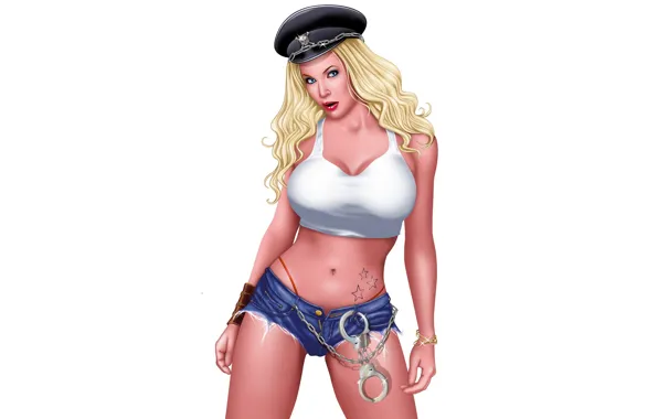 Picture girl, police, handcuffs