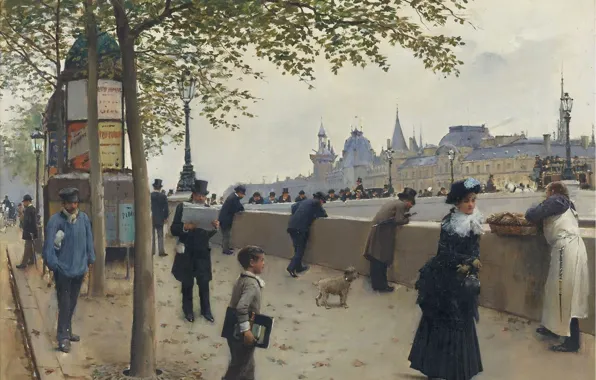 Picture, the urban landscape, Jean Beraud, Pont-Neuf, Jean Beraud