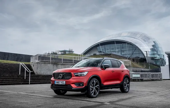 Car, machine, street, Volvo, red car, wheel, crossover, red car