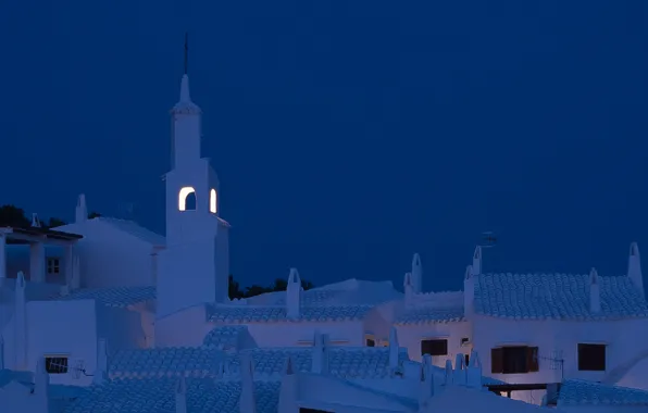 Roof, night, island, tower, home, Spain, Menorca