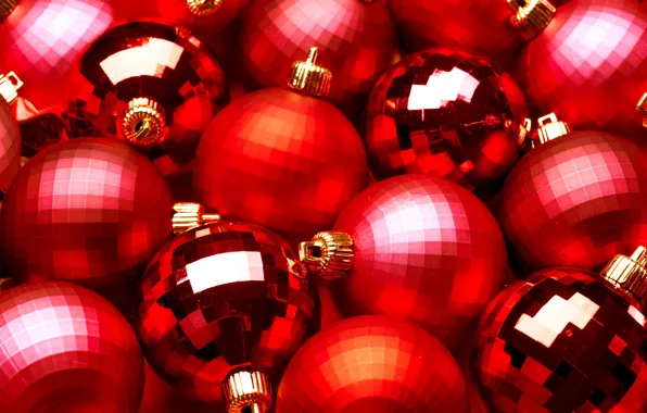Holiday, toys, new year, red balls, Christmas decoration
