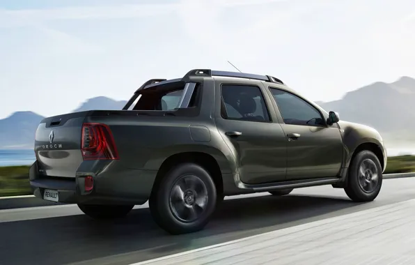 Car, Duster, Renault, Duster Oroch, montain, Renault Duster Oroch, logo, street