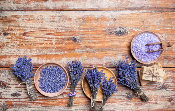 Flowers, Board, soap, lilac, a lot, lavender, Spa, composition