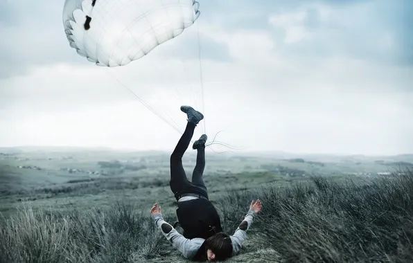 Picture drop, guy, parachute