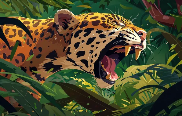 Picture Grass, Mustache, Jaguar, Mouth, Fangs, Face, Predator, Jungle