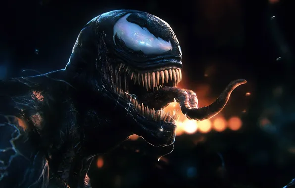 Language, night, lights, Venom, Venom, symbiote