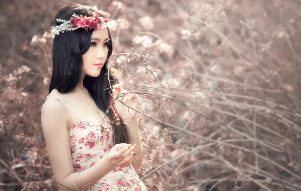 Girl, nature, Asian