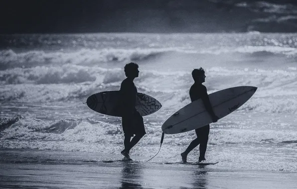 Picture wave, beach, the sun, reflection, surfer, surfing, surfboards