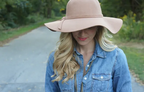 Picture summer, girl, nature, blonde, hat