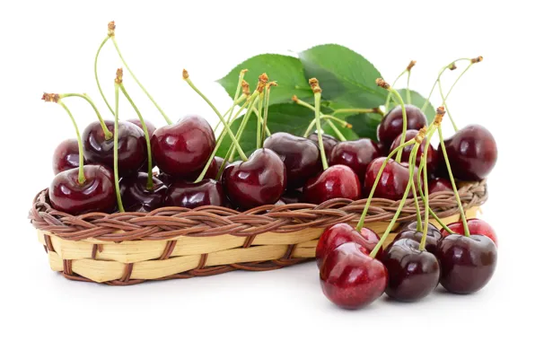 Table, basket, cherry, ripe